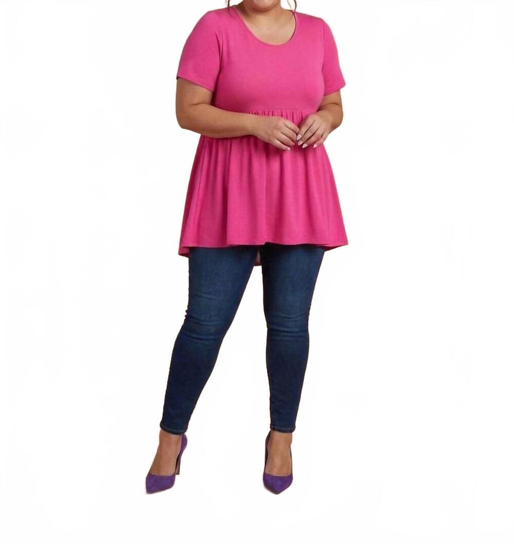 NEW ZENANA women's casual short sleeve top in pink